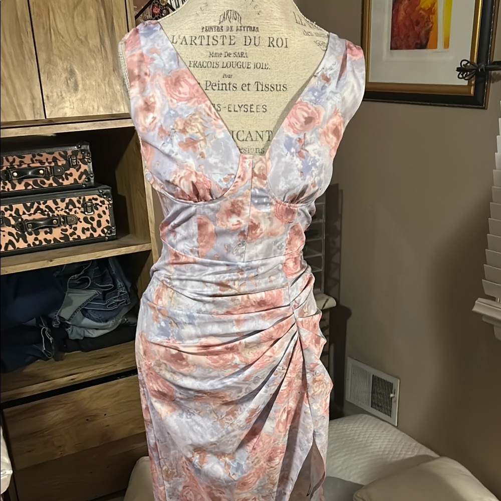 Cider Floral Sleeveless Dress in Pink Purple and White - Small